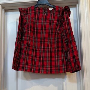 NWT J. Crew Red Tartan Blouse